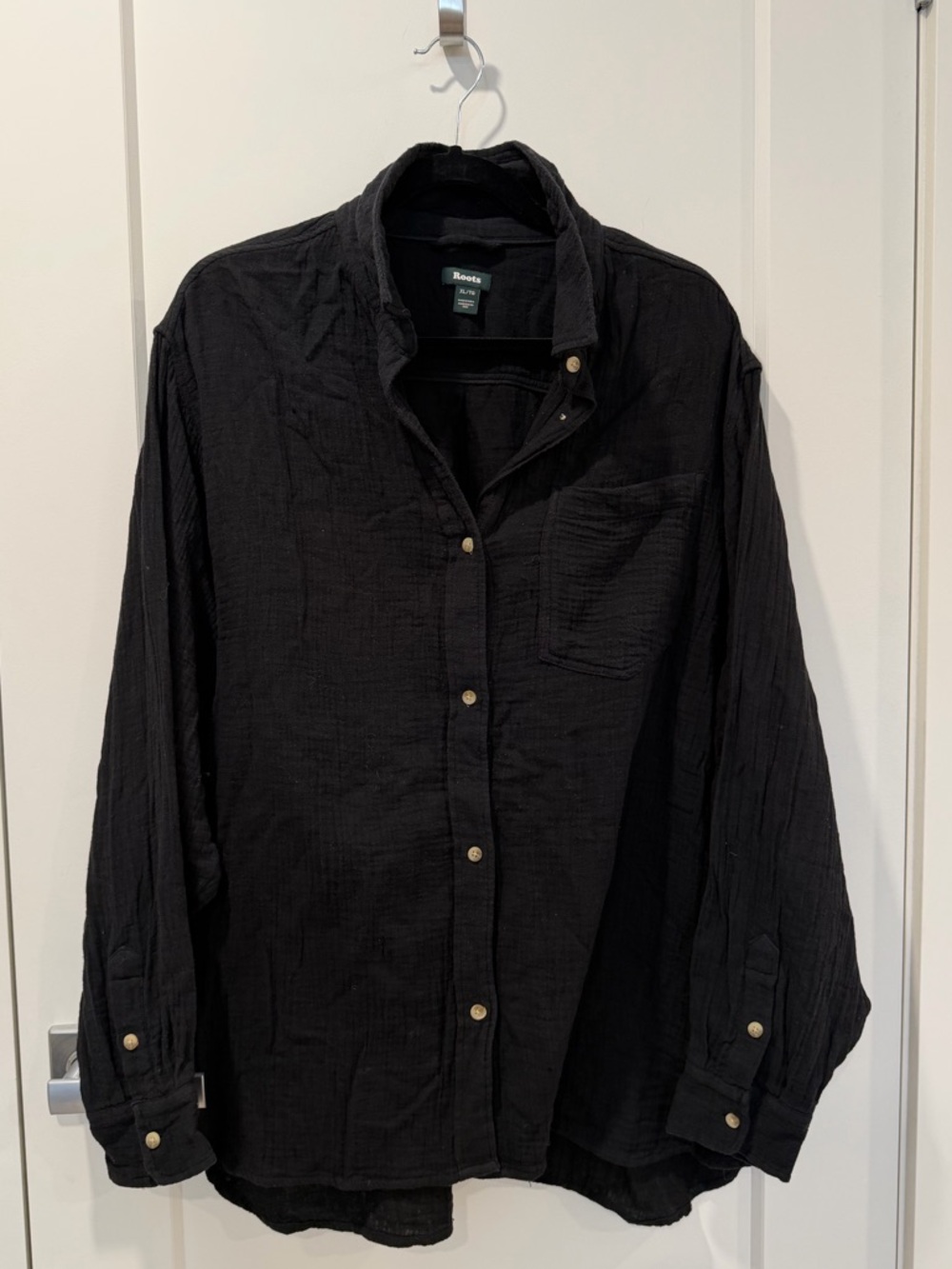 Roots | Black 100% Cotton Gauze Oversized Shirt